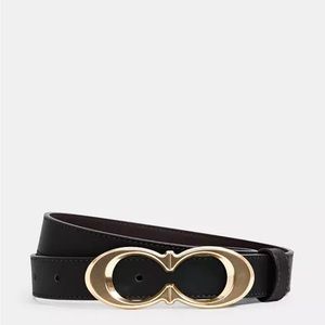 Coach black with gold buckle signature belt.
